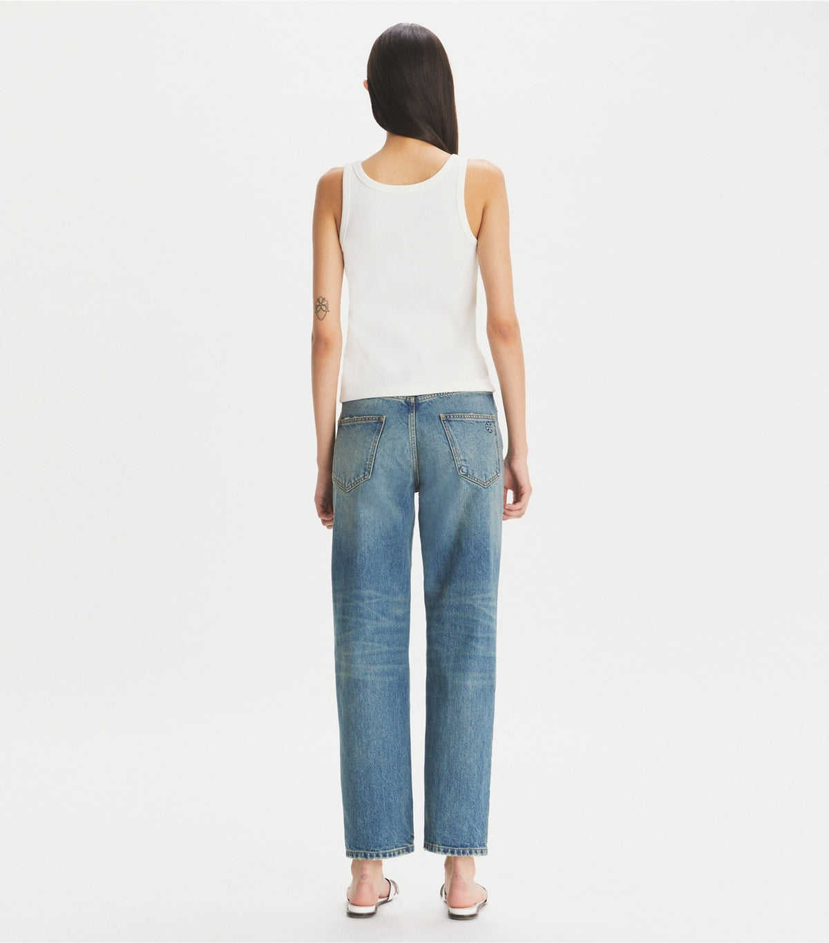 Tory Burch Straight Wide-Leg Jean - Classic Vintage Blue Wash