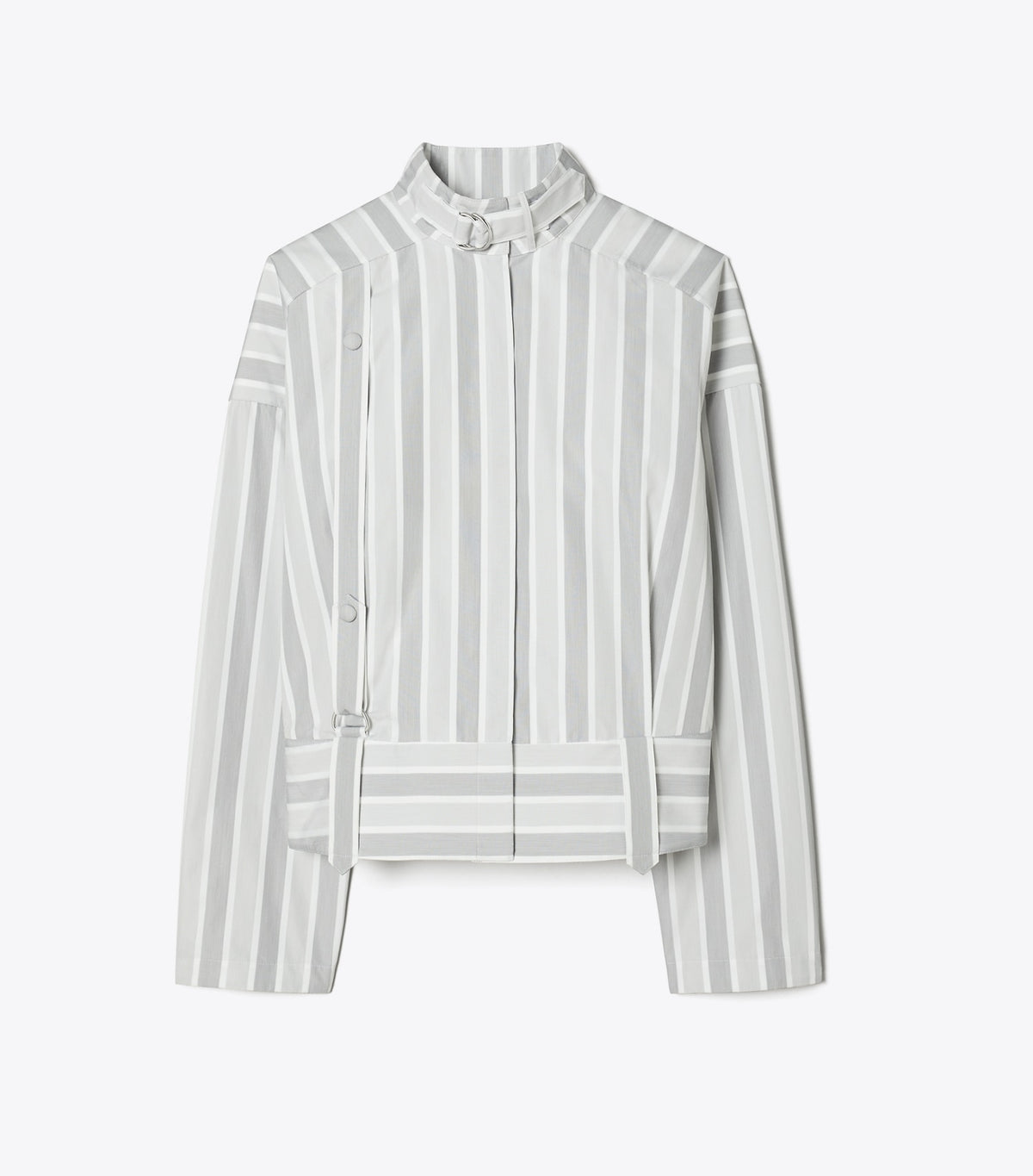 Tory Burch Cotton Striped Shirt - Gray Classic Striped