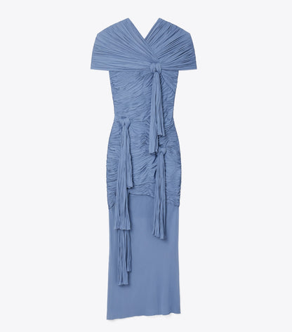 Tory Burch Knotted Viscose Dress - Pale Blue