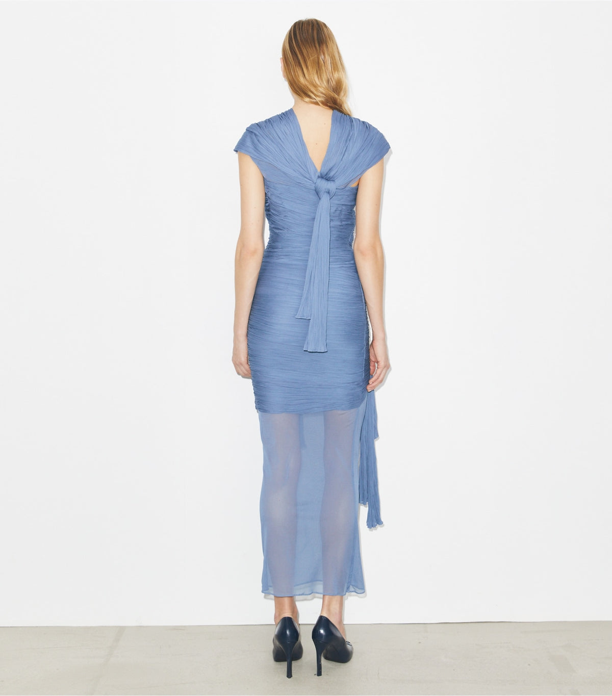 Tory Burch Knotted Viscose Dress - Pale Blue