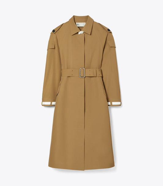 Tory Burch Wool Trench Coat - Dark Sandalwood