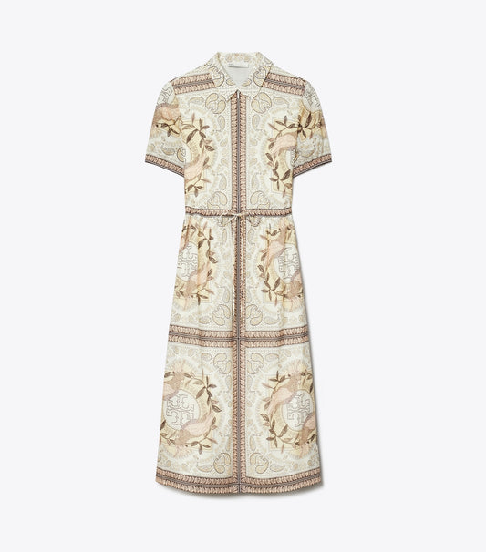 Tory Burch Cinched Cotton Zip Dress - Pink Cockatoo