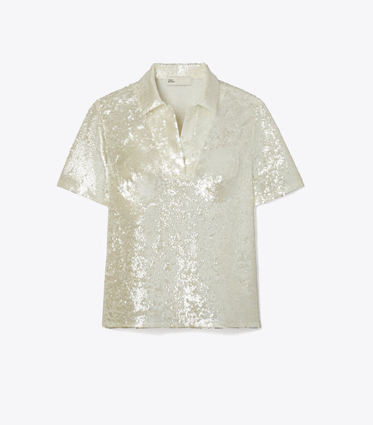 Tory Burch Sequin Embellished Top - Marshmallow