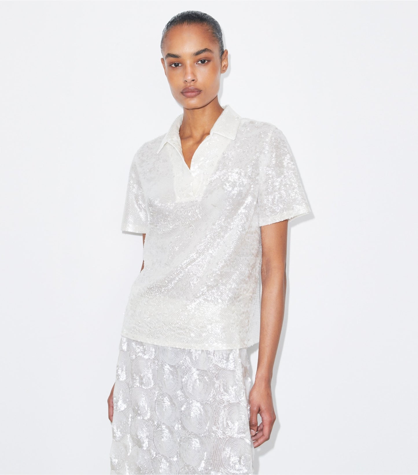 Tory Burch Sequin Embellished Top - Marshmallow