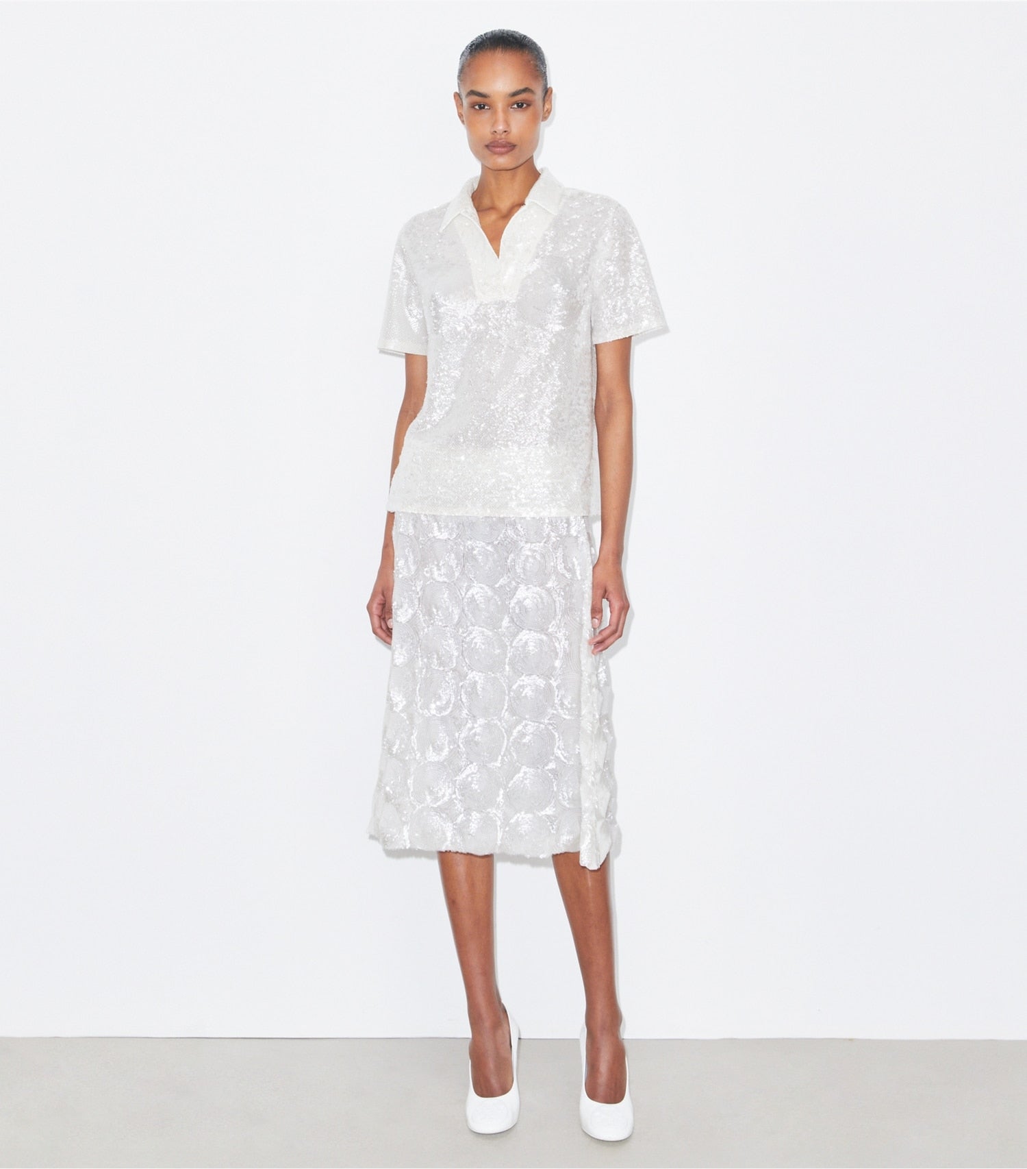 Tory Burch Sequin Embellished Top - Marshmallow