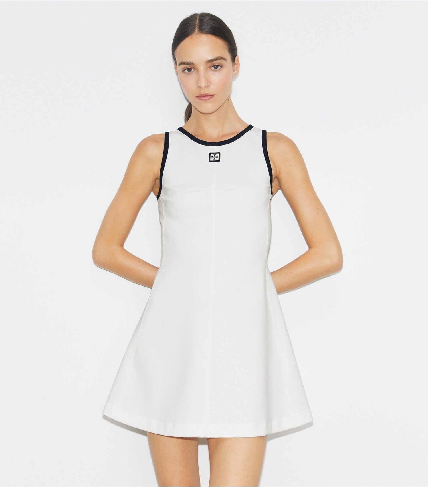 Tory Burch Jersey Racerback Tennis Dress - Snow White / Deep Navy