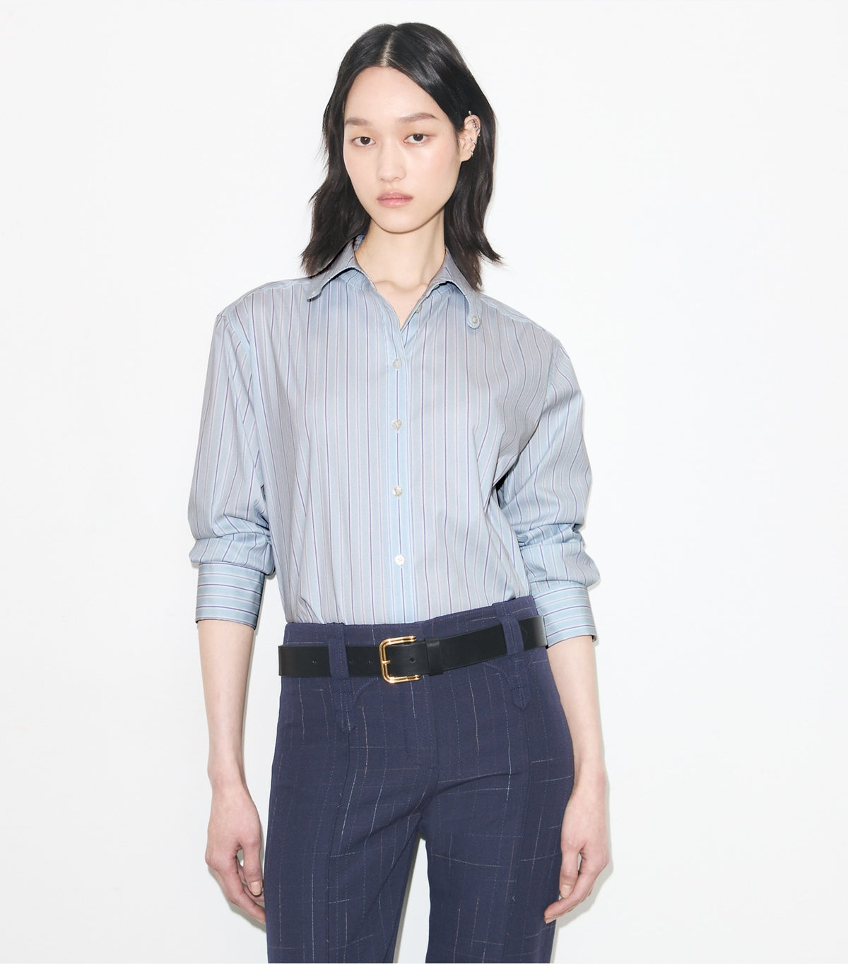 Tory Burch Striped Cotton Shirt - Blue Stripe