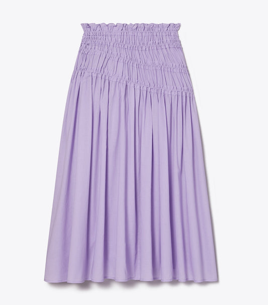 Tory Burch Smocked Cotton Skirt - Lilac Frost