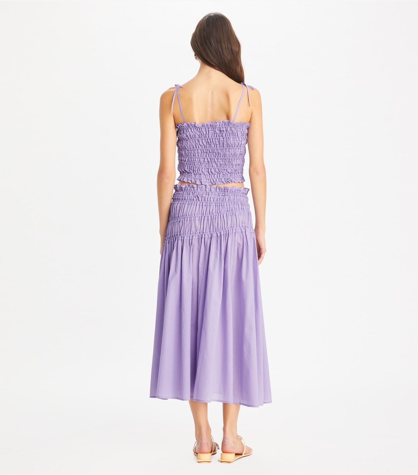 Tory Burch Smocked Cotton Skirt - Lilac Frost