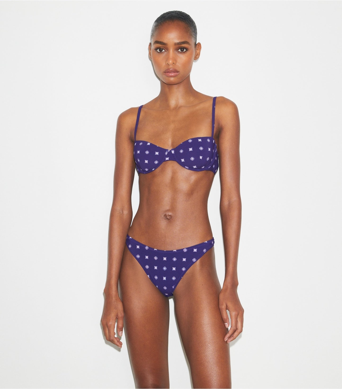 Tory Burch High-Cut Bikini Bottom - Ballpoint Ink Nothing Ditsy
