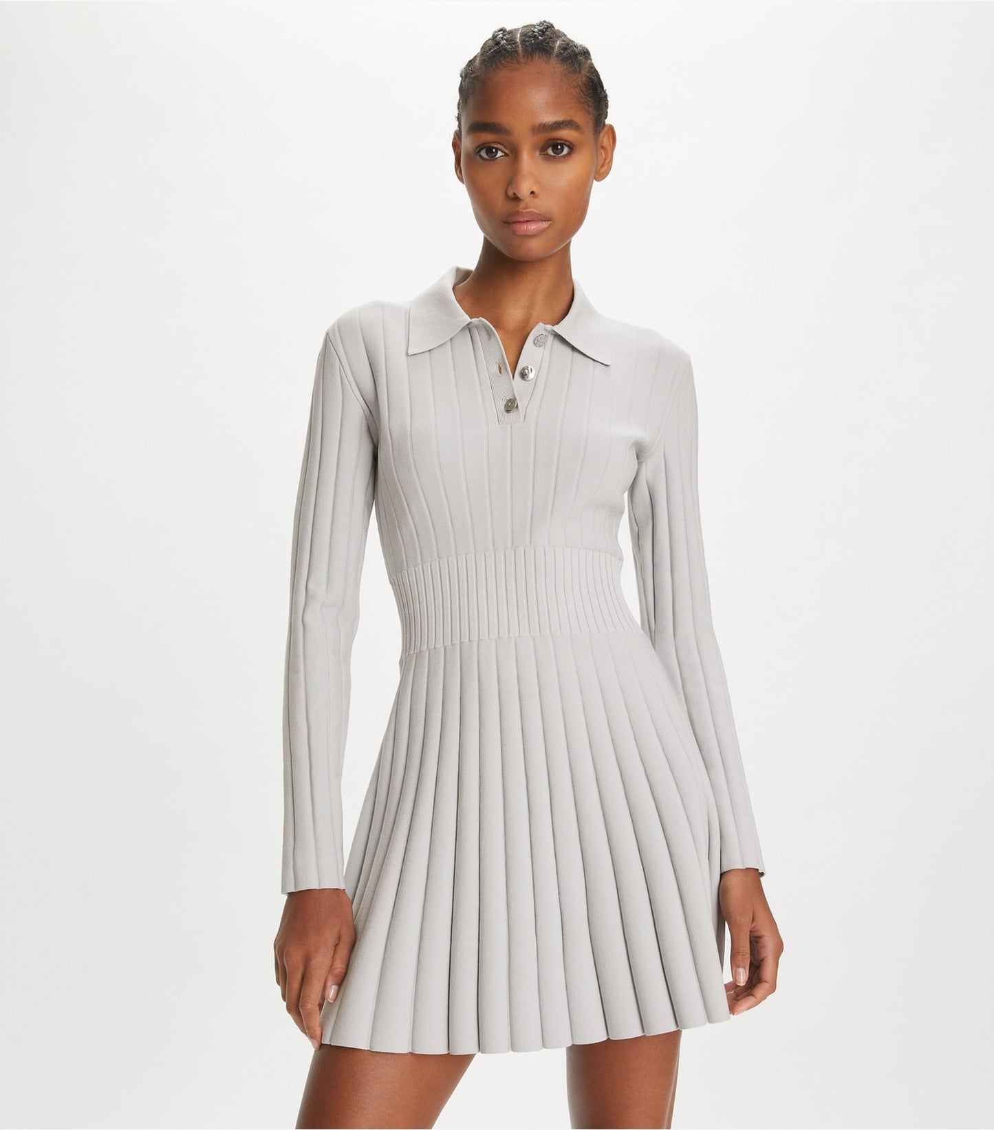 Tory Burch Viscose Knit Polo Dress - Dewy Gray