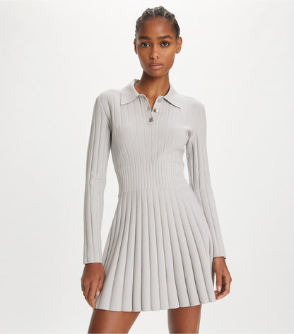Tory Burch Viscose Knit Polo Dress - Dewy Gray