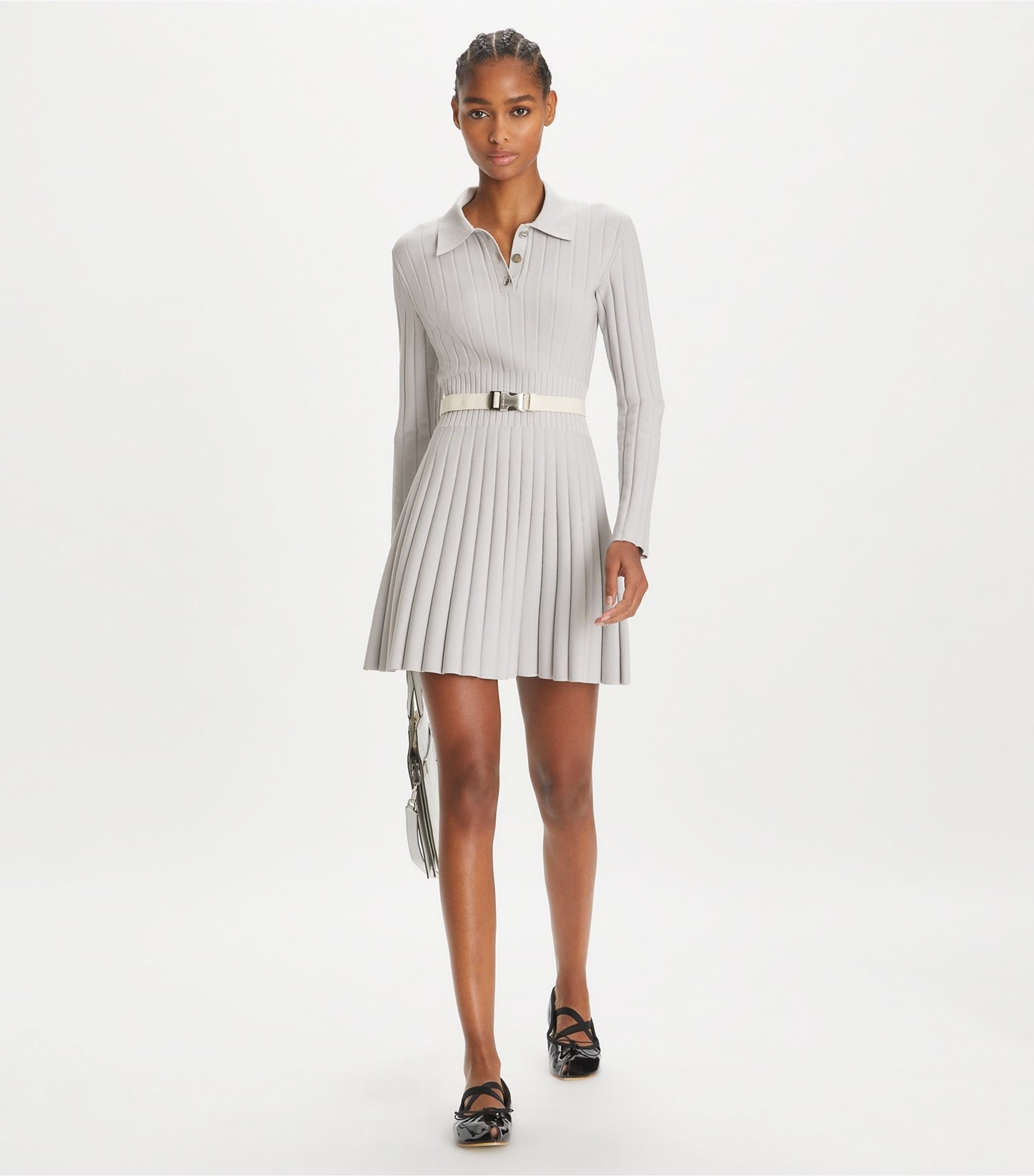 Tory Burch Viscose Knit Polo Dress - Dewy Gray