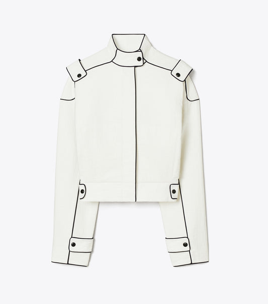 Tory Burch Cotton Bomber Jacket - Marshmallow