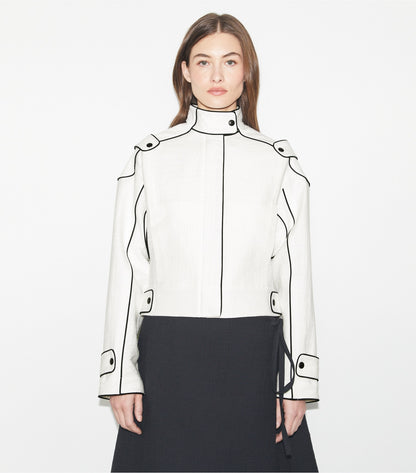 Tory Burch Cotton Bomber Jacket - Marshmallow