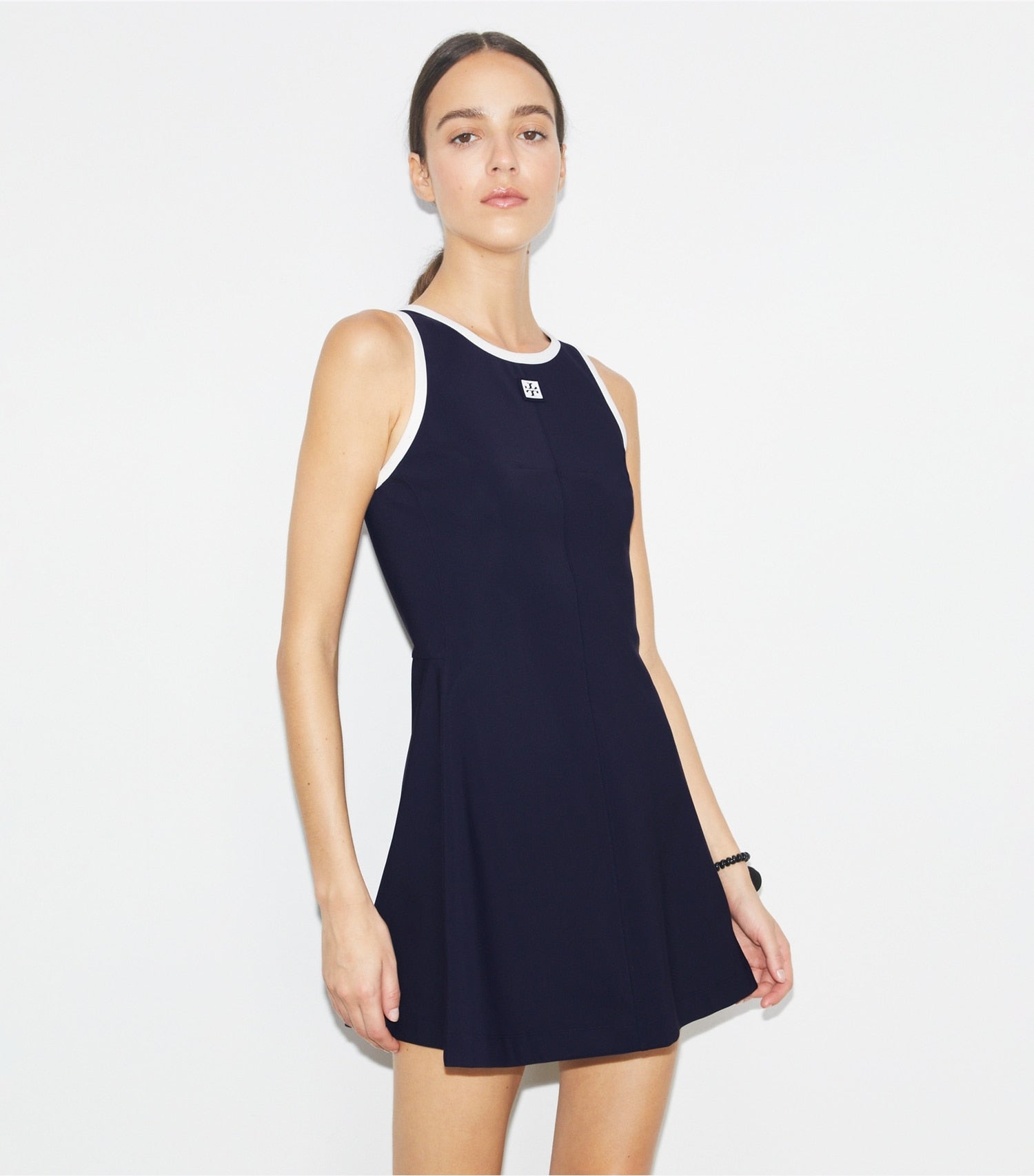 Tory Burch Jersey Racerback Tennis Dress - Deep Navy / Snow White