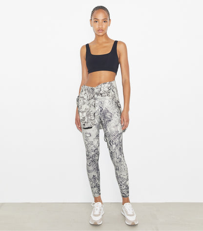 Tory Burch Weightless Printed 7/8 Legging - Grey Alien Toile
