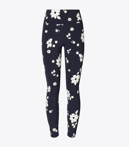 Tory Burch Printed Nylon Legging - Medium Navy Contrast Floral