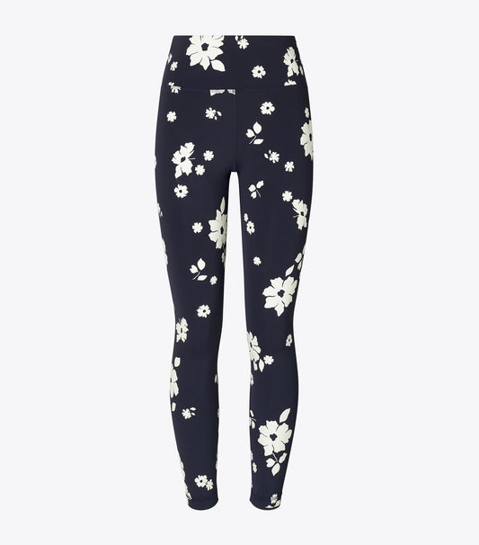Tory Burch Printed Nylon Legging - Medium Navy Contrast Floral