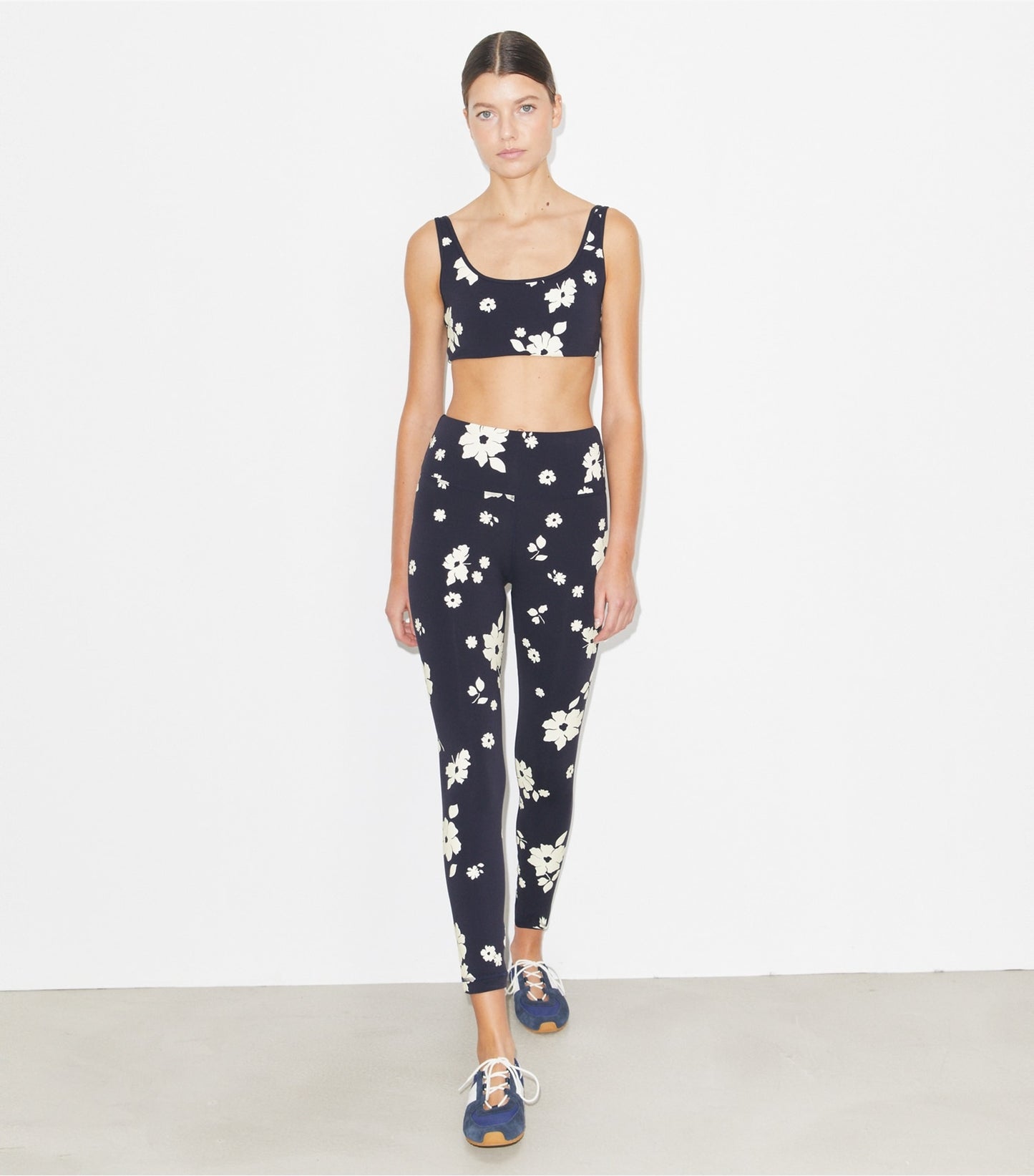 Tory Burch Printed Nylon Legging - Medium Navy Contrast Floral