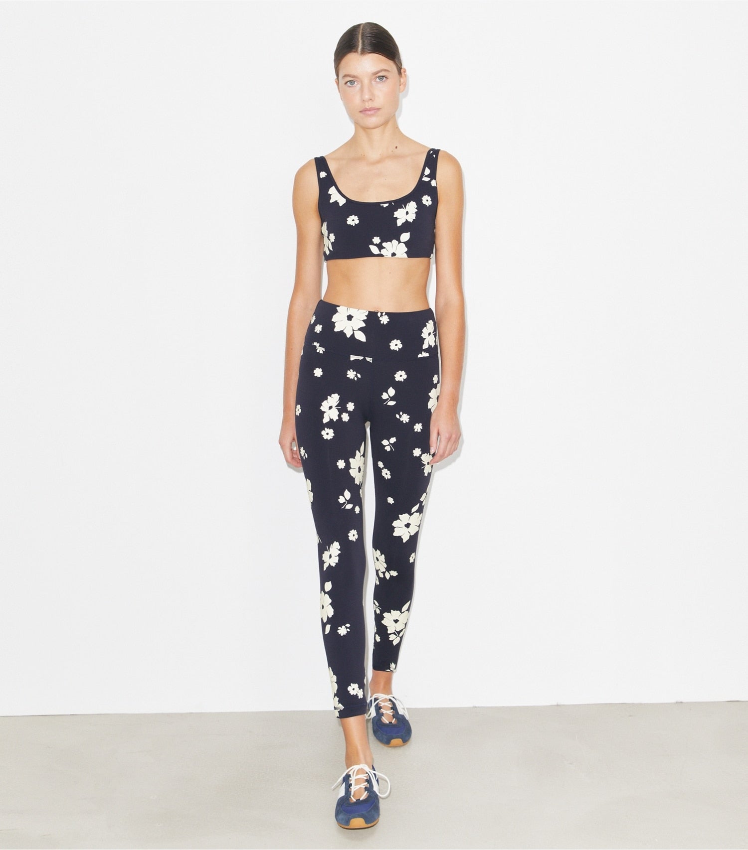 Tory Burch Printed Nylon Legging - Medium Navy Contrast Floral