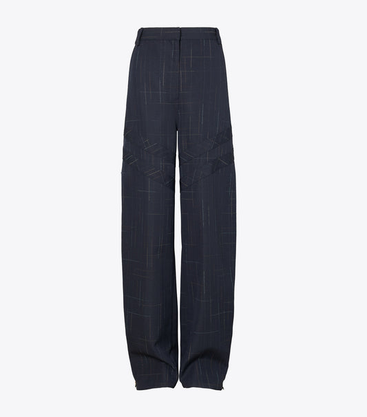 Tory Burch Wide-Leg Wool Pant - Dark Navy / Copper