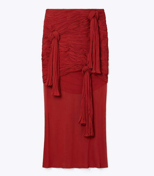 Tory Burch Knotted Viscose Skirt - Cranberry