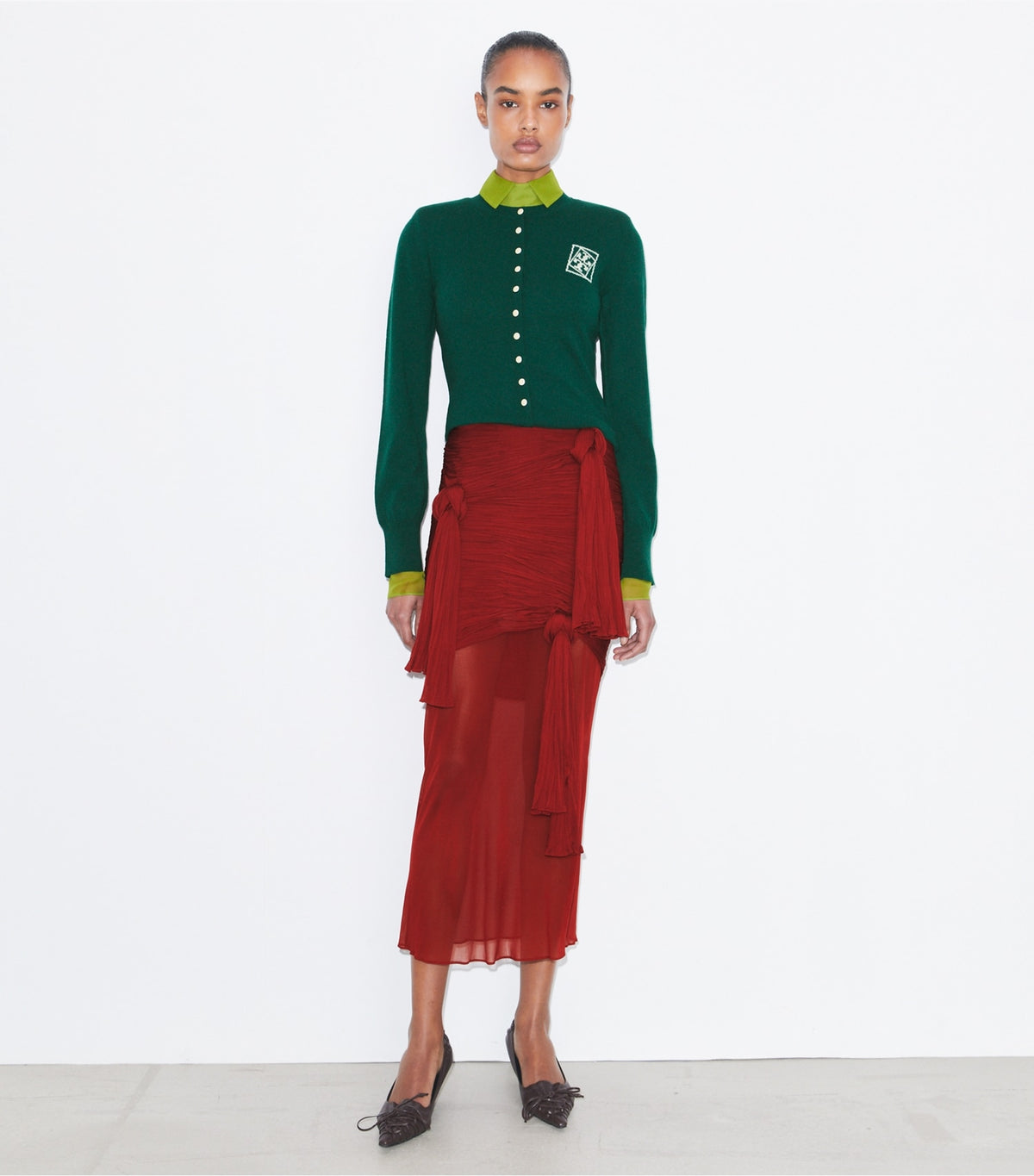 Tory Burch Knotted Viscose Skirt - Cranberry