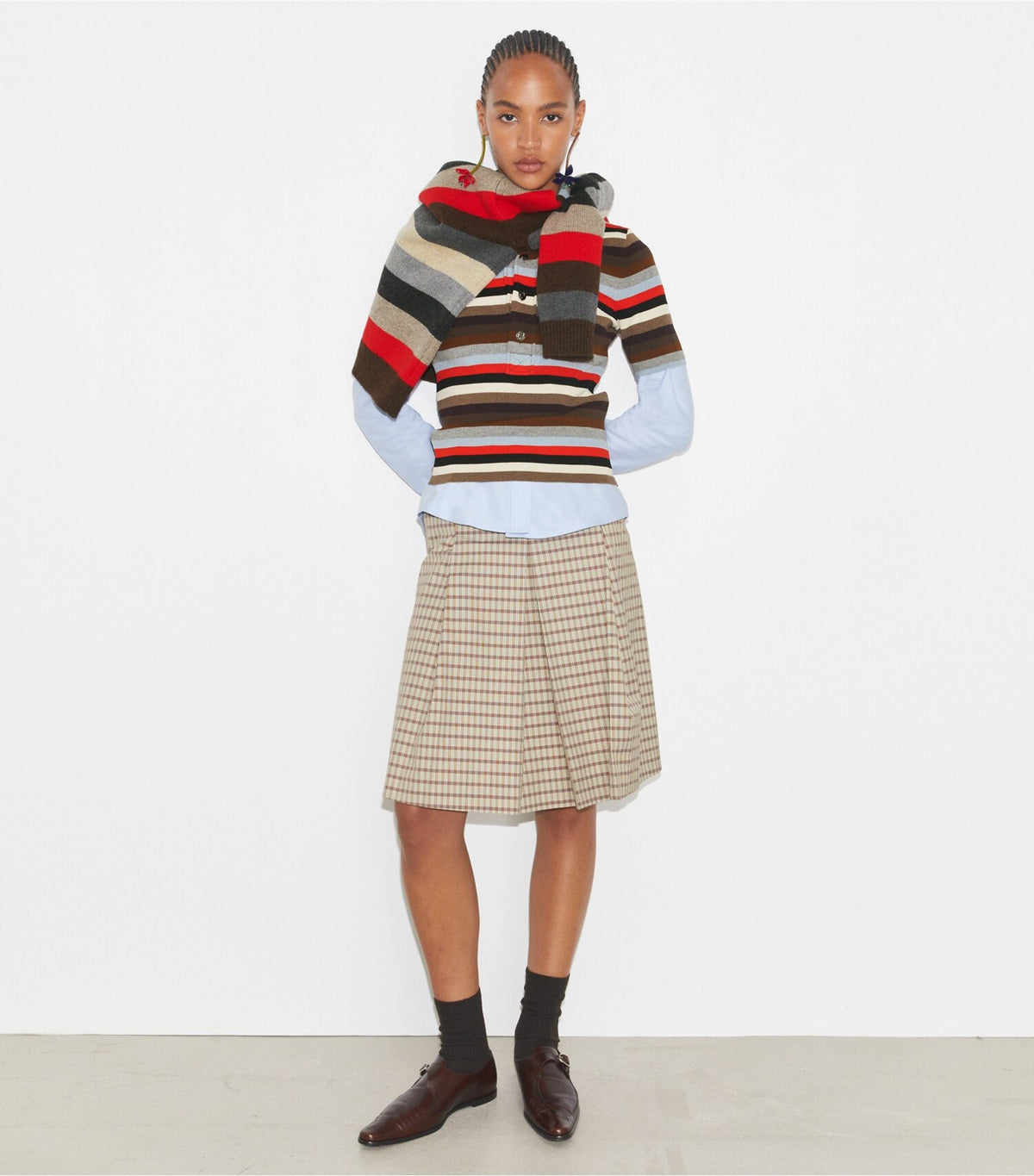 Tory Burch Viscose Ribbed Polo - Red Evening Stripe Small