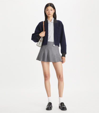 Tory Burch Wool Bomber Jacket - Medium Navy