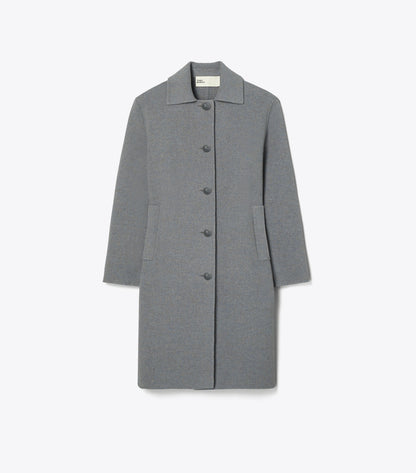 Tory Burch Wool Coat - Flecked Gray