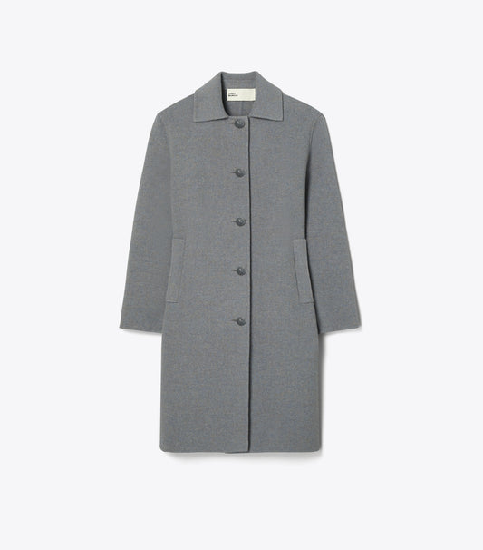 Tory Burch Wool Coat - Flecked Gray