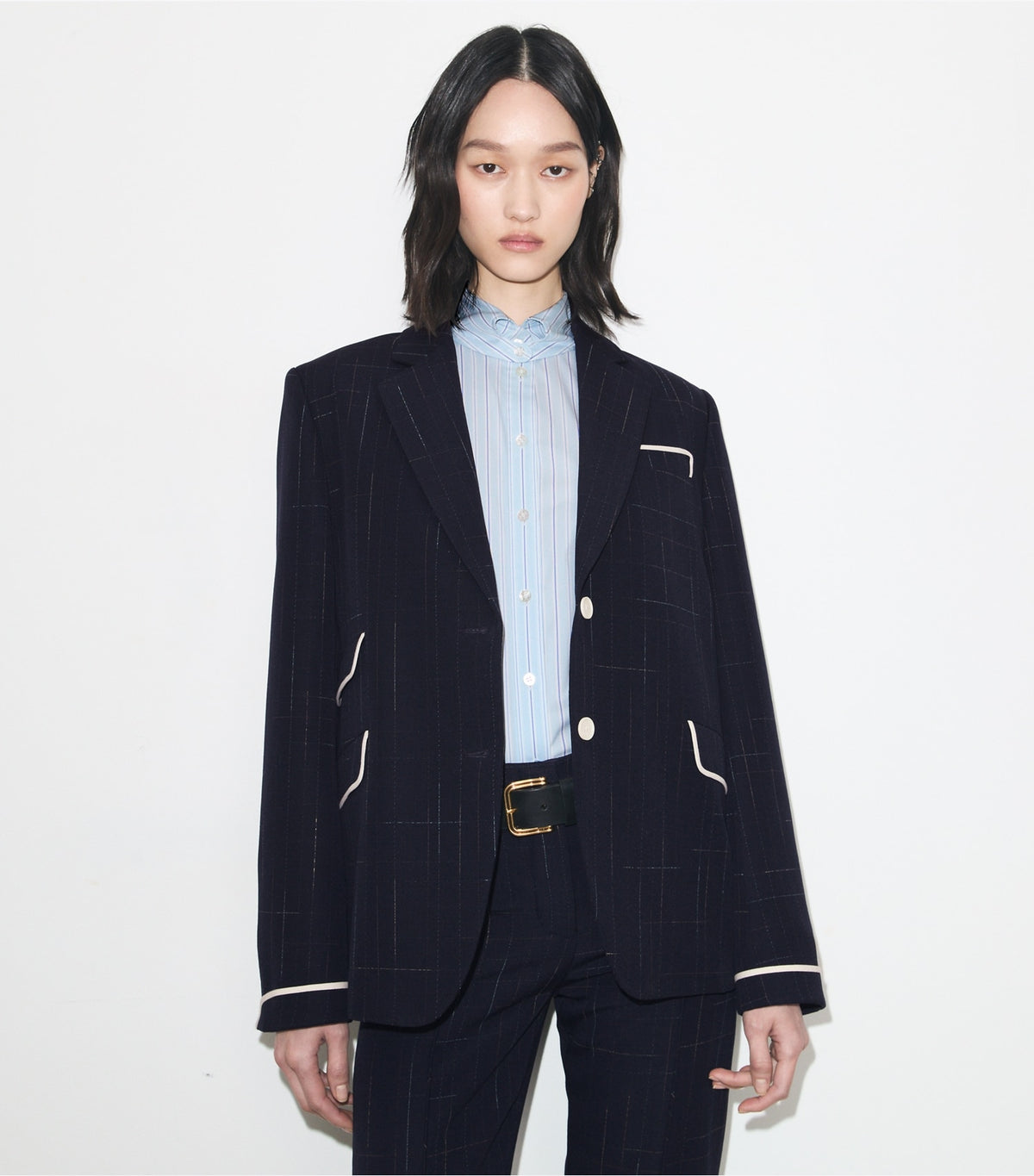 Tory Burch Buddy Wool Jacket - Dark Navy / Copper