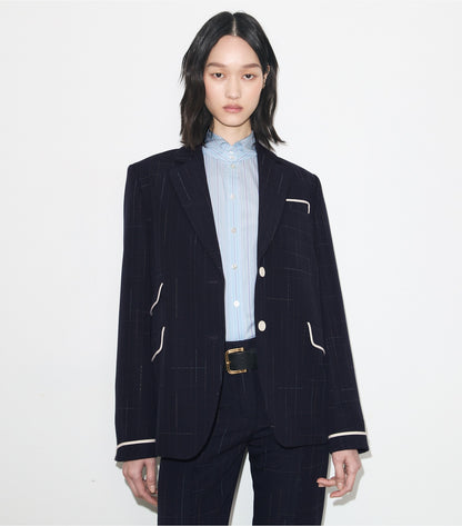Tory Burch Buddy Wool Jacket - Dark Navy / Copper