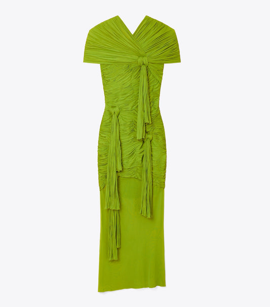 Tory Burch Knotted Viscose Dress - Faded Green