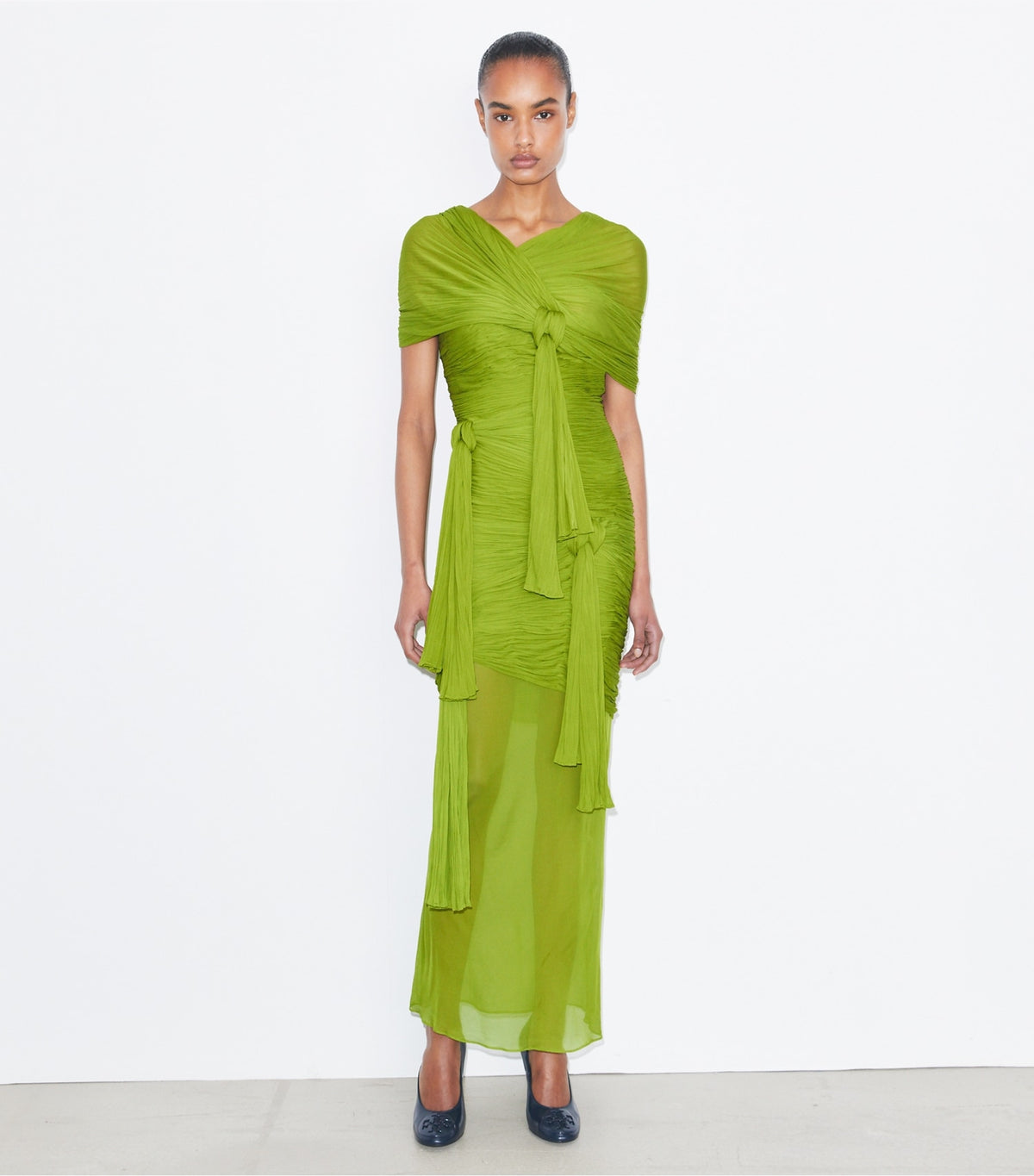 Tory Burch Knotted Viscose Dress - Faded Green