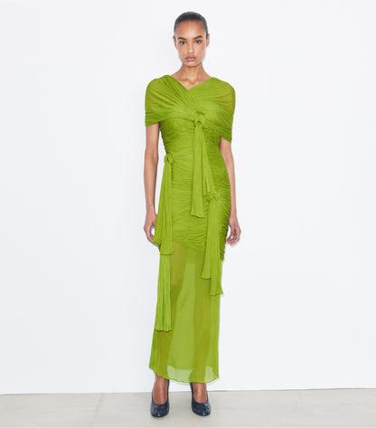 Tory Burch Knotted Viscose Dress - Faded Green