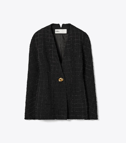 Tory Burch Slim Tweed Jacket - Black/Black
