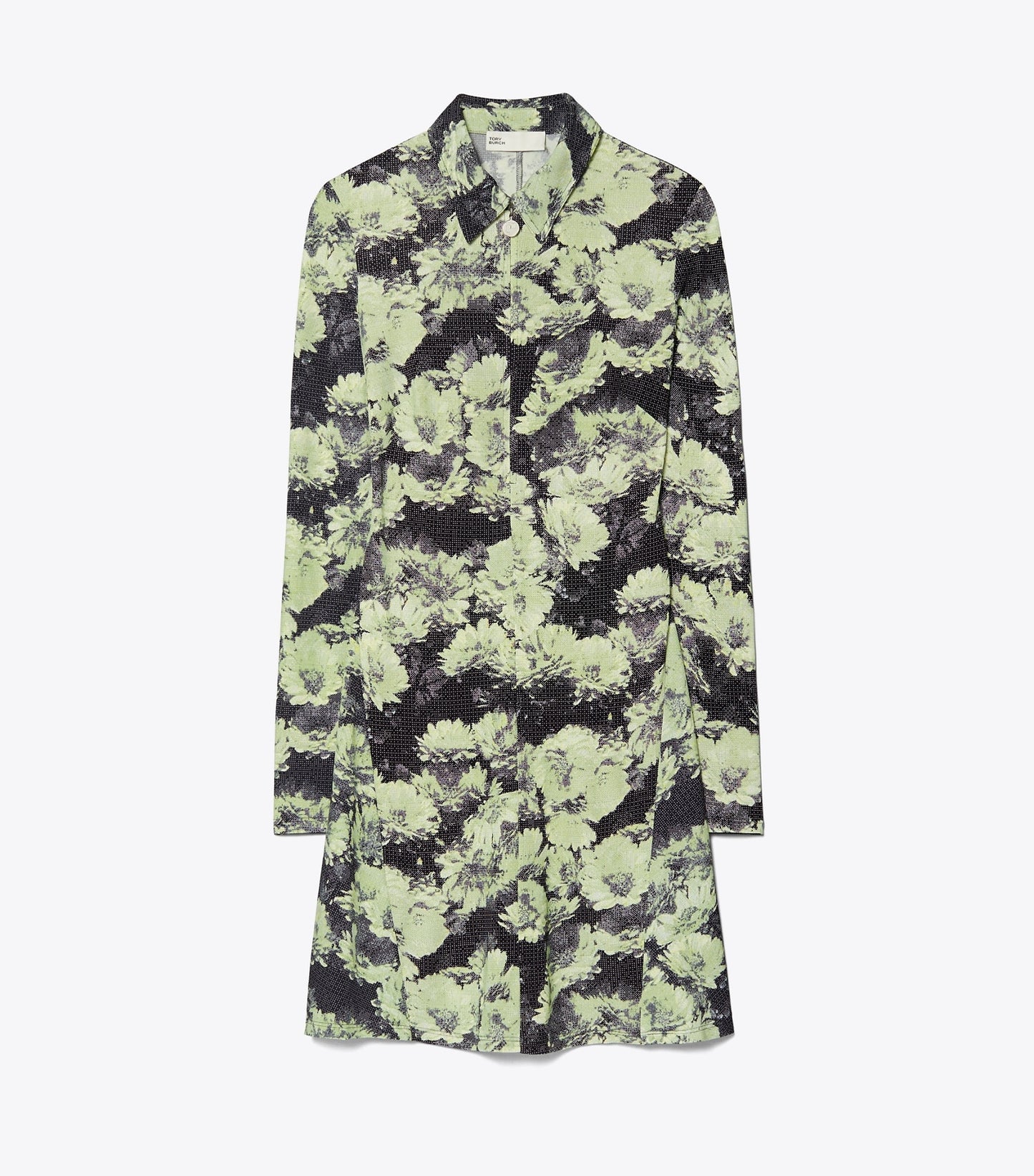 Tory Burch Printed Jersey Polo Dress - Green Pixel Floral