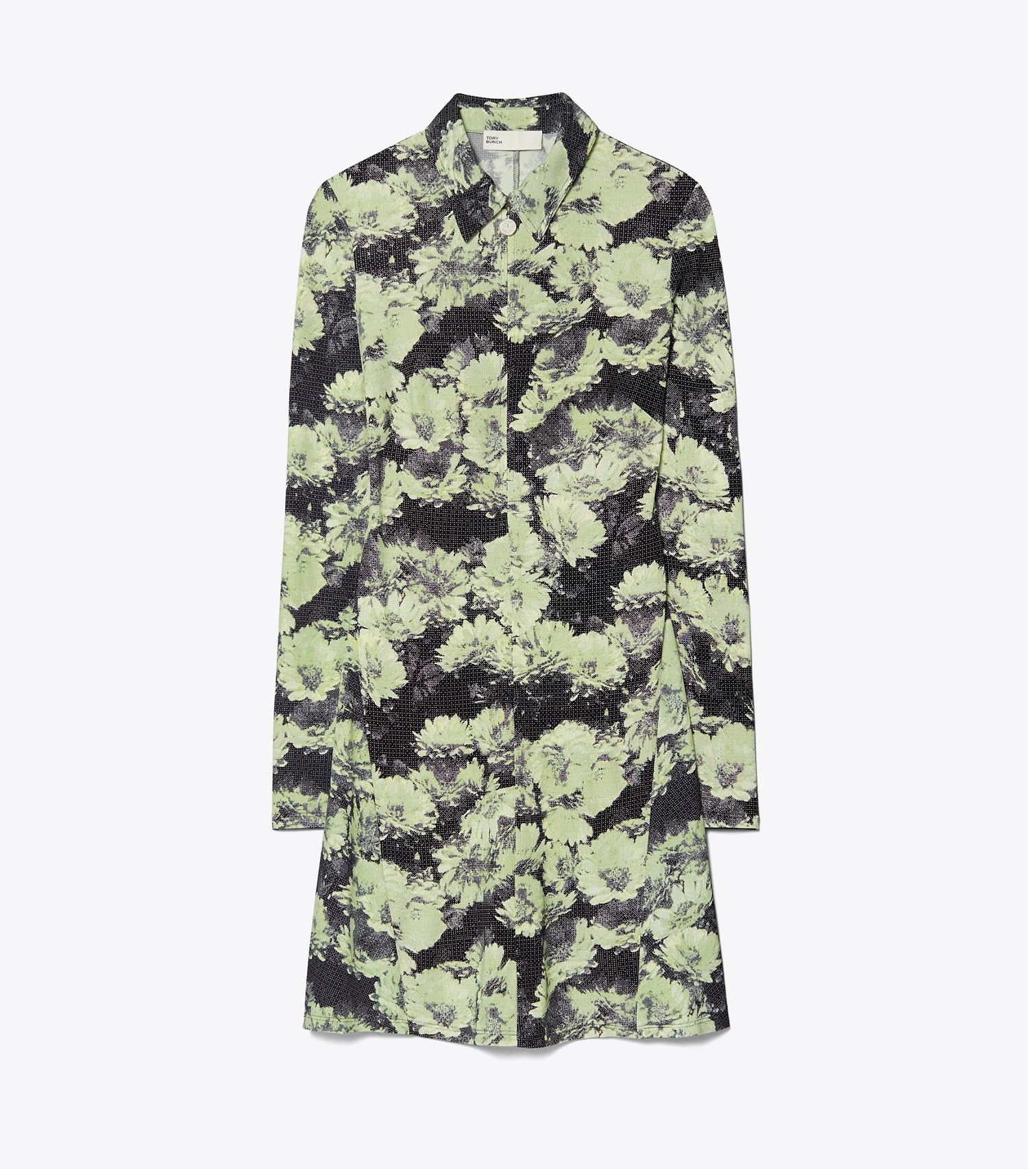 Tory Burch Printed Jersey Polo Dress - Green Pixel Floral