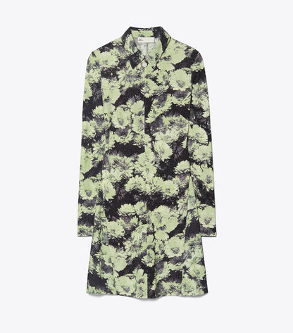 Tory Burch Printed Jersey Polo Dress - Green Pixel Floral