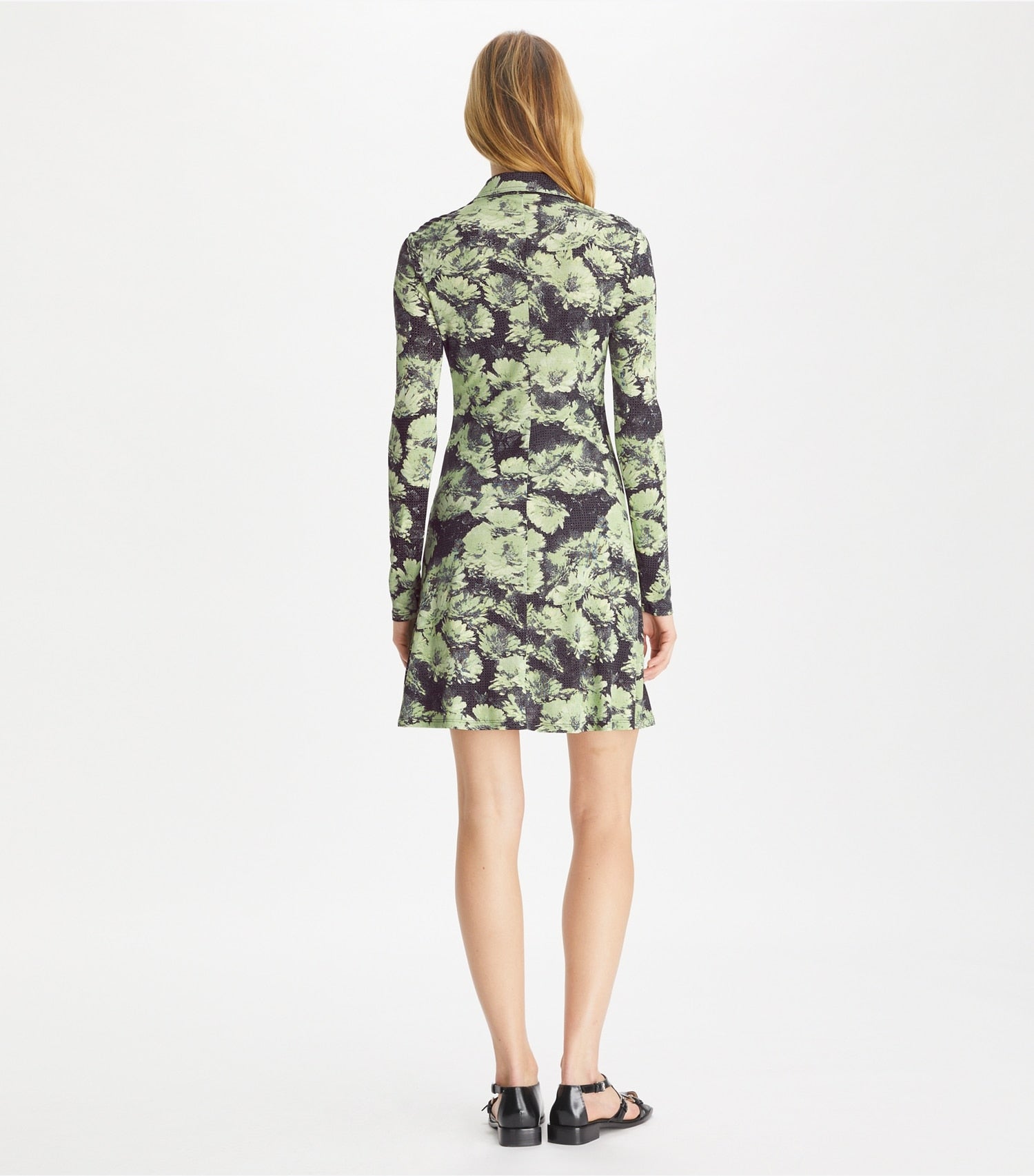 Tory Burch Printed Jersey Polo Dress - Green Pixel Floral