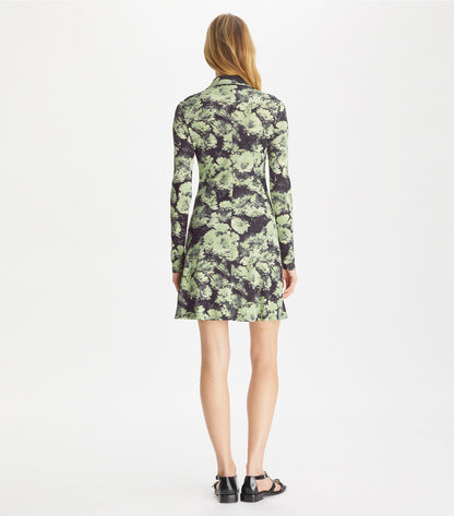 Tory Burch Printed Jersey Polo Dress - Green Pixel Floral