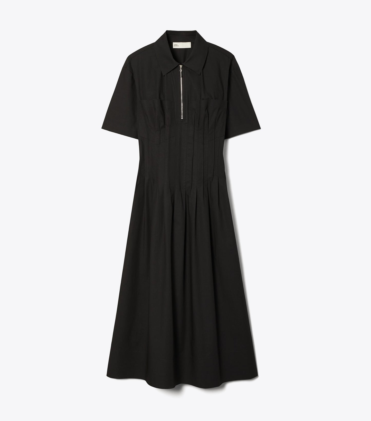 Tory Burch Poplin Pleat-Waist Dress - Black