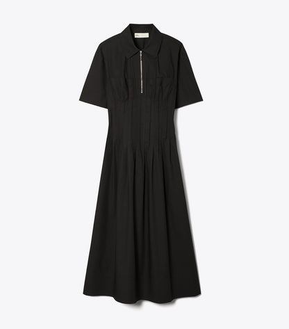 Tory Burch Poplin Pleat-Waist Dress - Black