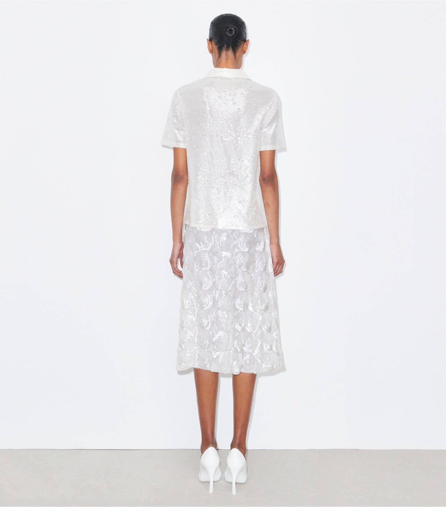Tory Burch Embellished Sequin Skirt - Marshmallow