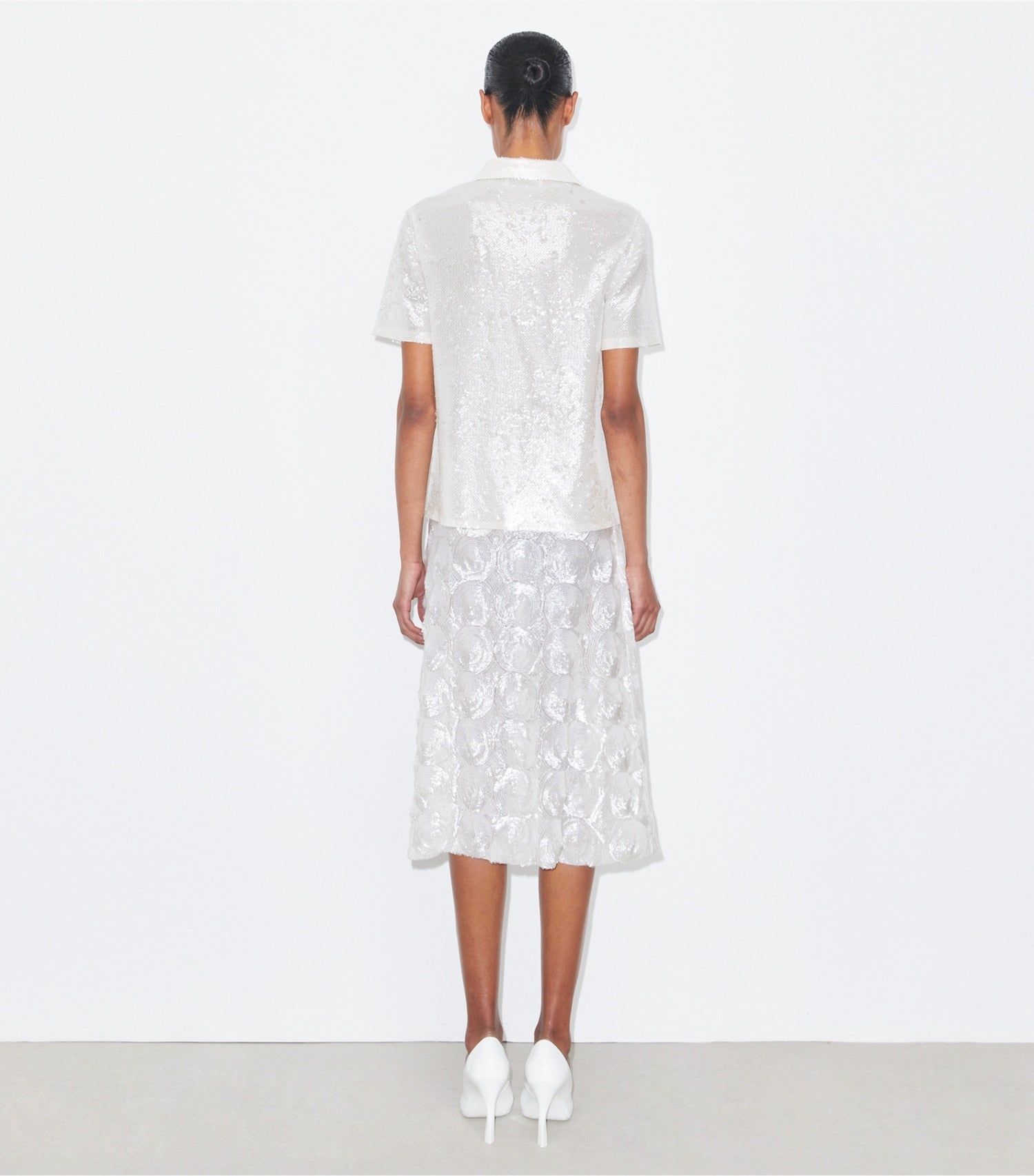 Tory Burch Embellished Sequin Skirt - Marshmallow