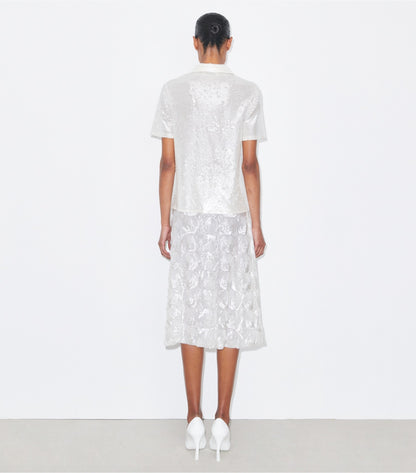 Tory Burch Embellished Sequin Skirt - Marshmallow