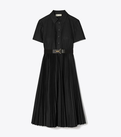 Tory Burch Poplin Pleated Shirtdress - Black