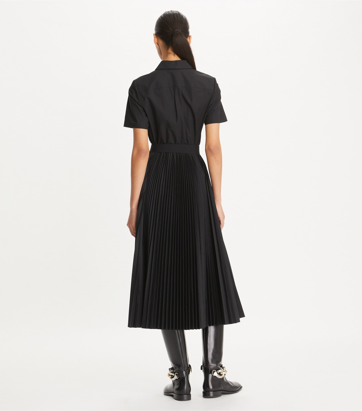 Tory Burch Poplin Pleated Shirtdress - Black